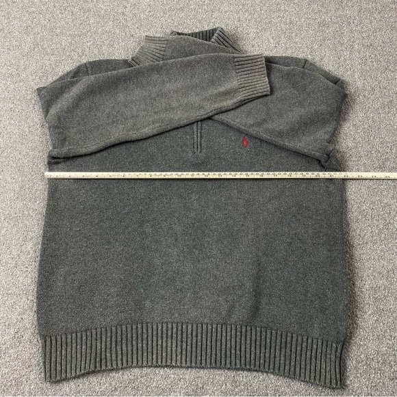 Vintage Polo by Ralph Lauren 100% Cotton Grey Quarter Zip Sweater Men’s Sz S-Med - Picture 6 of 10